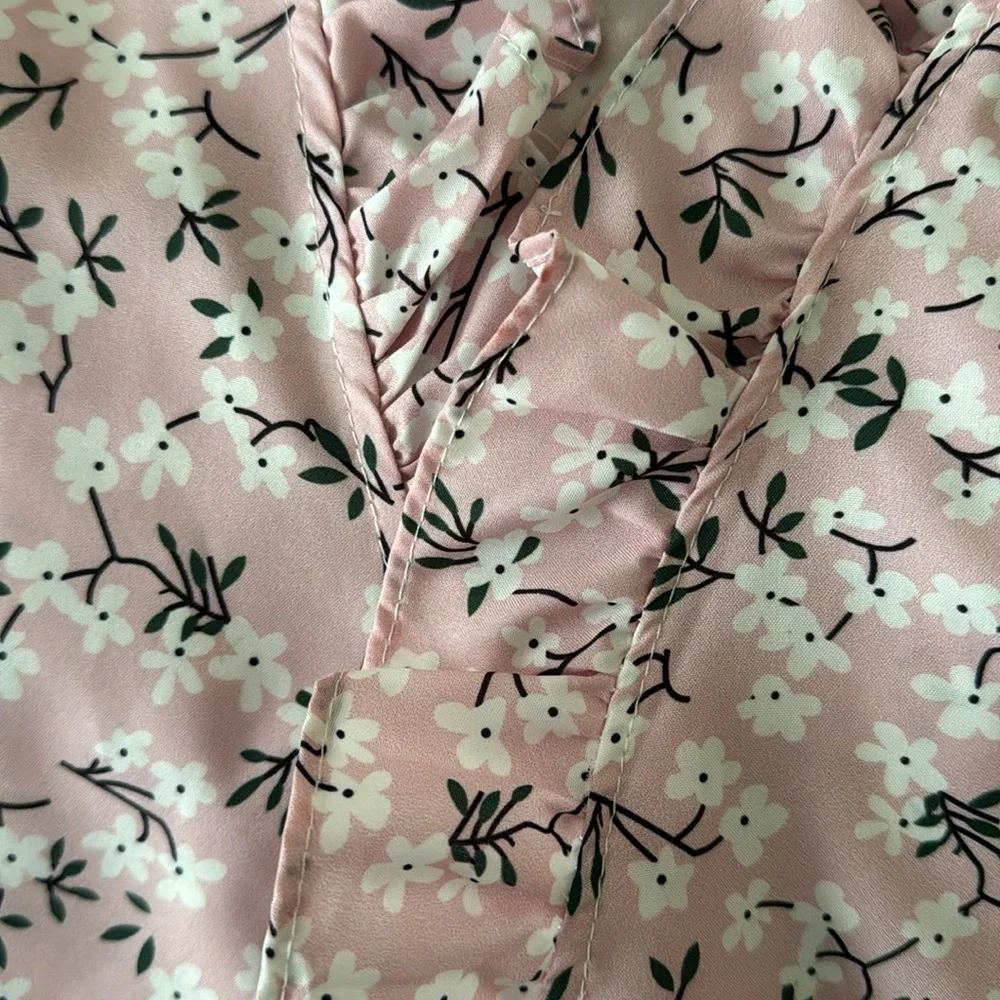To My Lovers Women’s Top Ruffle Collar Blouse Floral Print Puff Sleeve - Picture 16 of 16